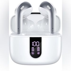 Bluetooth Headphones, Wireless Earbuds LED Power Display with Wireles Charging